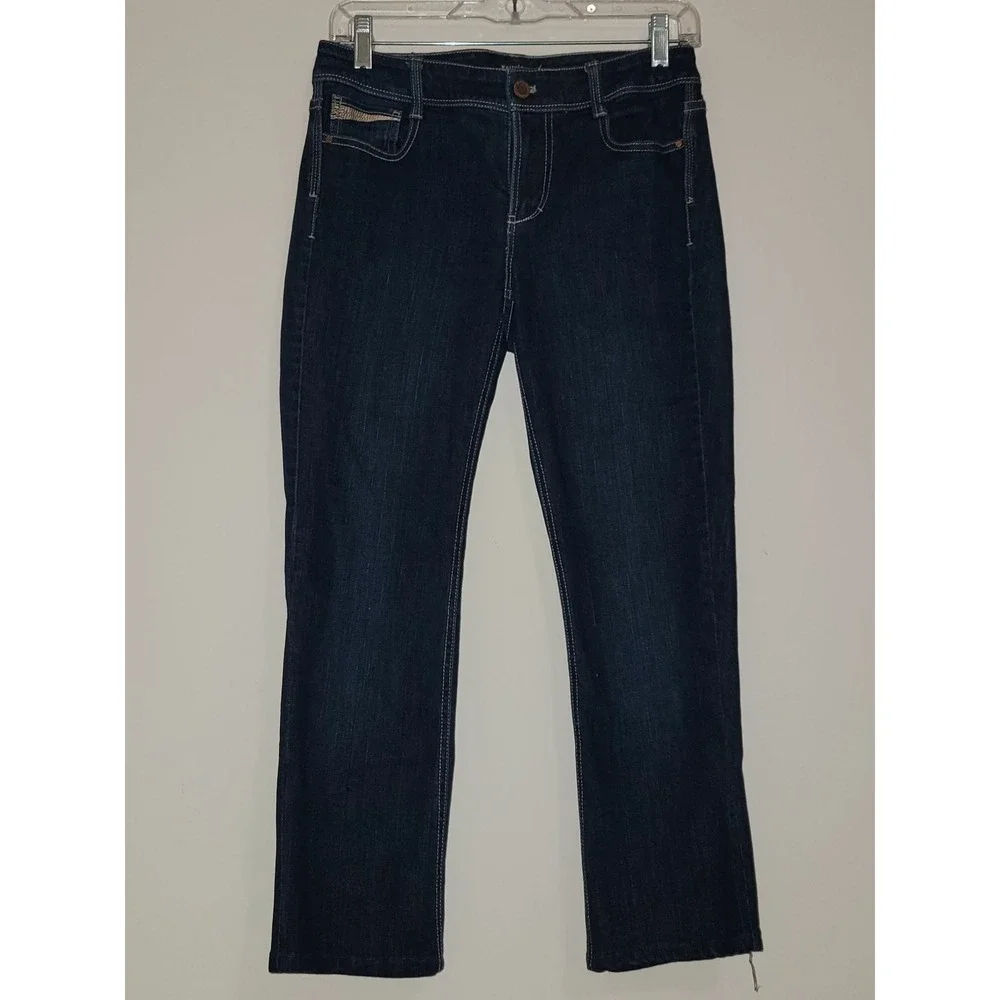 White House Black Market Cropped Dark Wash‎ Denim Jeans Women's Waist 32
